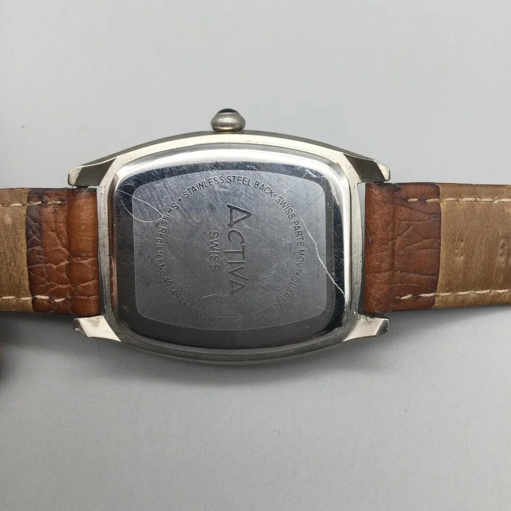Activa Swiss Womens Watch 33mm MOP Dial Brown Leather Band 30M New Battery
